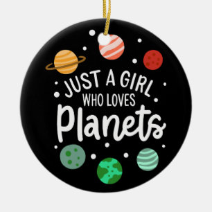 Science Nerd Outer Space Girl die van planeten hou Keramisch Ornament