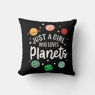 Science Nerd Outer Space Girl die van planeten hou Kussen