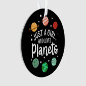 Science Nerd Outer Space Girl die van planeten hou Ornament (voorkant)
