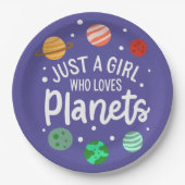 Science Nerd Outer Space Girl die van planeten hou Papieren Bordje (Voorkant)