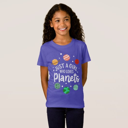 Science Nerd Outer Space Girl die van planeten hou T-shirt (Voorkant volledig)