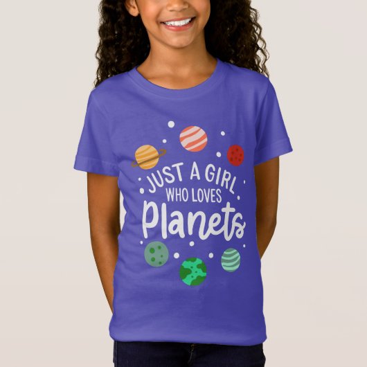 Science Nerd Outer Space Girl die van planeten hou T-shirt (Voorkant)