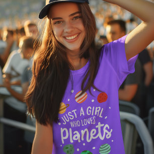 Science Nerd Outer Space Girl die van planeten hou T-shirt