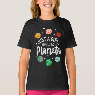 Science Nerd Outer Space Girl die van planeten hou T-shirt