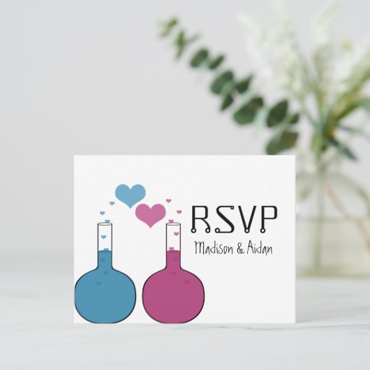 Science of Love RSVP Briefkaart (Staand voorkant)