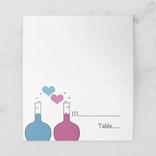 Science of Love Wedding Tented Place Cards Plaatskaartje (Buitenkant ongevouwen)