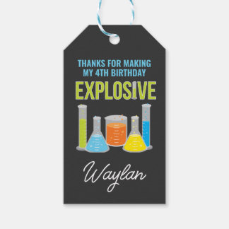 Science Party Favor Labels in blauw Cadeaulabel