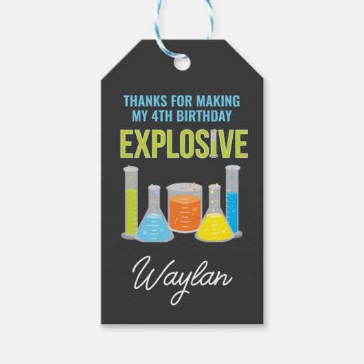 Science Party Favor Labels in blauw Cadeaulabel (Voorkant)