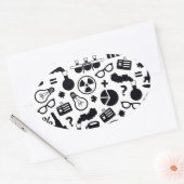 Science Pattern zwart op wit Ovale Sticker (Envelop)