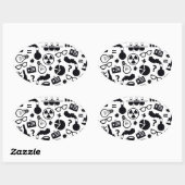 Science Pattern zwart op wit Ovale Sticker (Vel)