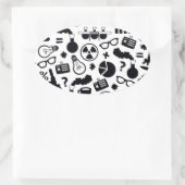 Science Pattern zwart op wit Ovale Sticker (Tas)