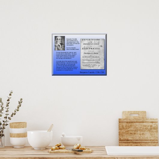 Science Physics Electricity Benjamin Franklin Poster (Keuken)