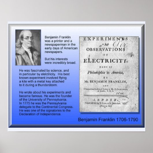 Science Physics Electricity Benjamin Franklin Poster (Voorkant)