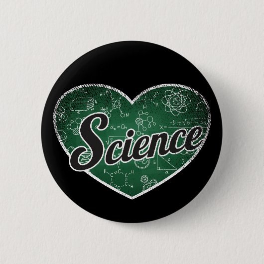Science Retro Heart Blackboard Love Ronde Button 5,7 Cm (Voorkant)