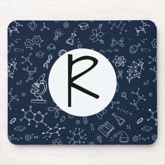 Science / Scheikunde Doodle Patroon Monogram Muismat (Voorkant)