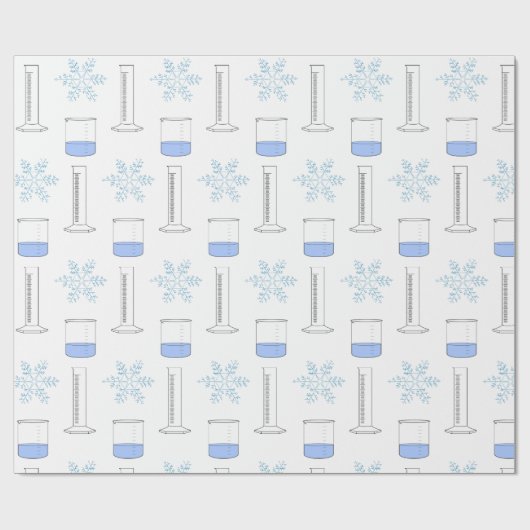 Science Snowflake Beaker Gradud Cylinder Winter Cadeaupapier (Vlak)