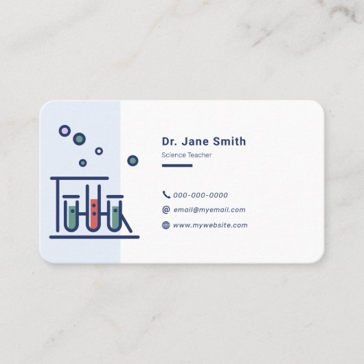 Science Teacher Blue Visitekaartje (Voorkant)