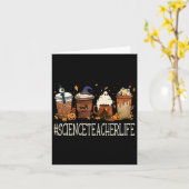 Science Teacher Horror Herfst Coffee Halloween Pum Kaart (Gele Bloem)
