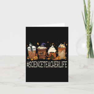 Science Teacher Horror Herfst Coffee Halloween Pum Kaart