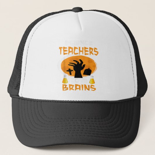 Science Teacher Love Brains Funny Halloween Trucker Pet (Voorkant)