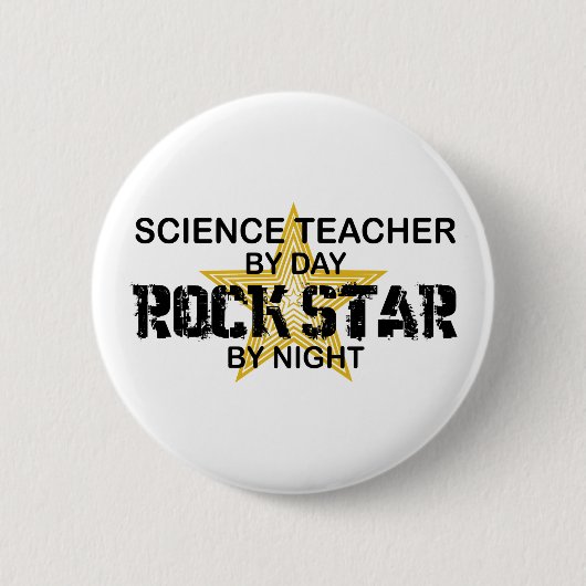Science Teacher Rock Star by Night Ronde Button 5,7 Cm (Voorkant)