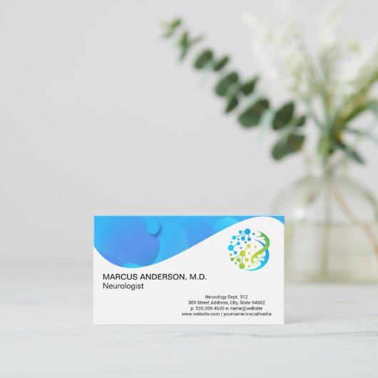 Science Tech Logo | QR-code Aangepast Visitekaartje (Staand voorkant)