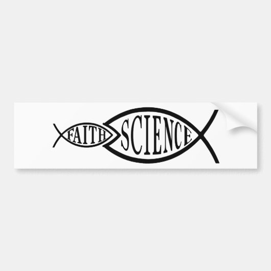 Science Trumps Faith Fish Bumpersticker (Voorkant)