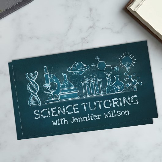 Science Tutoring - Docent Krijt Illustratie Visitekaartje