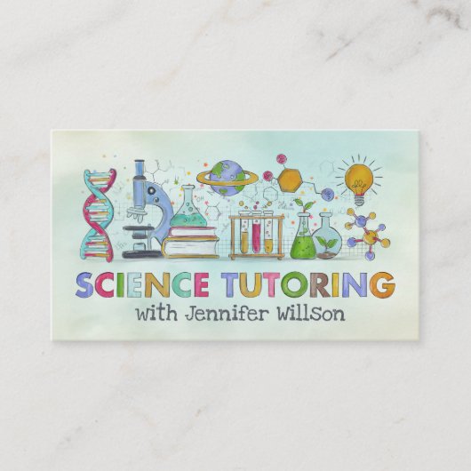 Science Tutoring - Docent Waterverf kunst Visitekaartje (Voorkant)