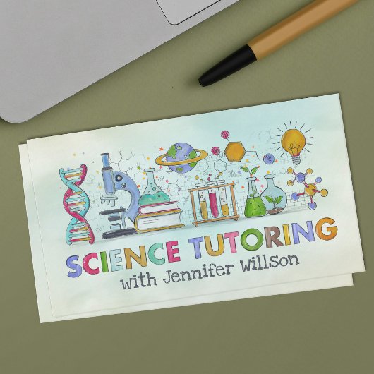 Science Tutoring - Docent Waterverf kunst Visitekaartje