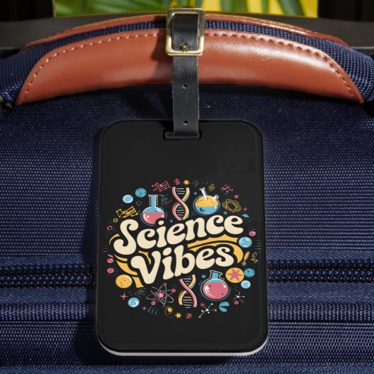 Science Vibes Groovy Eerste Dag Terug Naar School Bagagelabel (Voorkant Insitu 2)