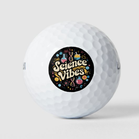 Science Vibes Groovy Eerste Dag Terug Naar School Golfballen (Voorkant)