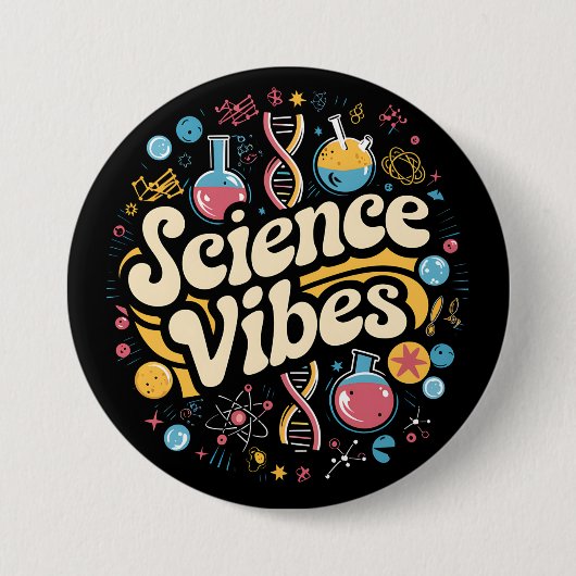 Science Vibes Groovy Eerste Dag Terug Naar School  Ronde Button 7,6 Cm (Voorkant)