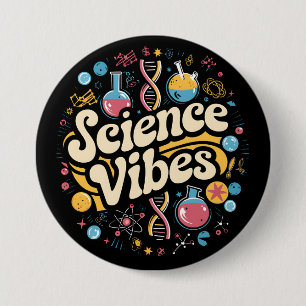 Science Vibes Groovy Eerste Dag Terug Naar School  Ronde Button 7,6 Cm