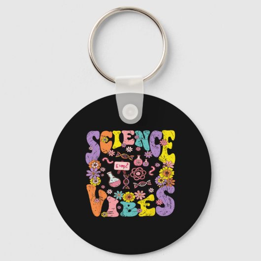 Science Vibes Retro 1e Dag Terug naar school Groo Sleutelhanger (Voorkant)