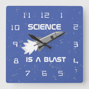 Science Wall Clock Science is een laatste Rocket P Vierkante Klok