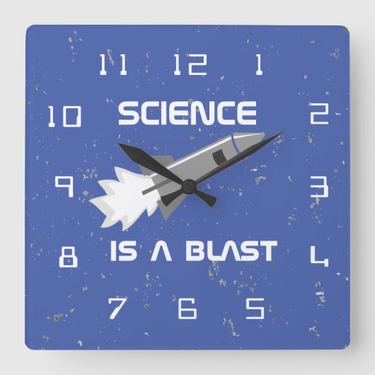 Science Wall Clock Science is een laatste Rocket P Vierkante Klok (Voorkant)
