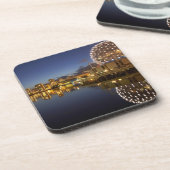 Science World en CBD weerspiegeld in False Creek, Bier Onderzetter (Linkerzijde)