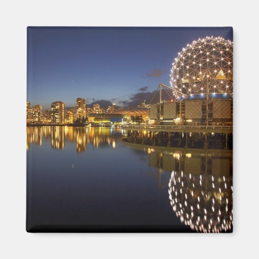 Science World en CBD weerspiegeld in False Creek, Magneet (Voorkant)