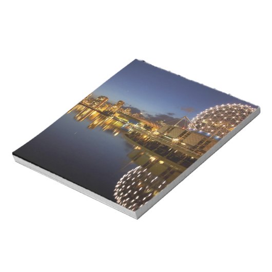 Science World en CBD weerspiegeld in False Creek, Notitieblok (Linkerzijde)