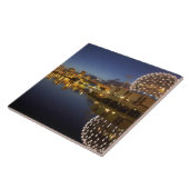 Science World en CBD weerspiegeld in False Creek, Tegeltje (Zijkant)