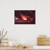 Sciencefiction-alien uit het verleden op rode plan poster (Keuken)