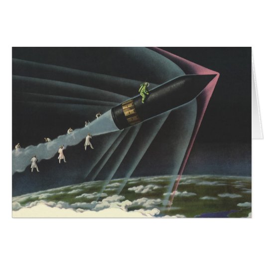 sciencefiction astronaut Riding Rocket (Voorkant Horizontaal)