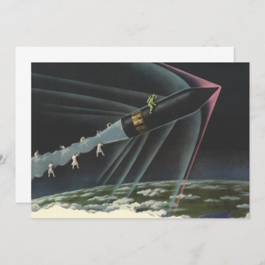  sciencefiction astronaut Riding Rocket (Voorkant / Achterkant)