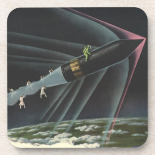 sciencefiction astronaut Riding Rocket Bier Onderzetter
