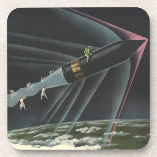  sciencefiction astronaut Riding Rocket Bier Onderzetter (Voorkant)