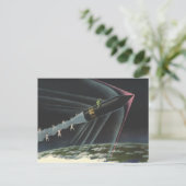 sciencefiction astronaut Riding Rocket Briefkaart (Staand voorkant)