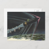 sciencefiction astronaut Riding Rocket Briefkaart (Voorkant / Achterkant)