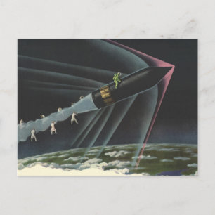  sciencefiction astronaut Riding Rocket Briefkaart
