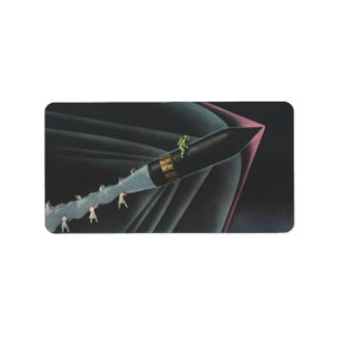  sciencefiction astronaut Riding Rocket Etiket